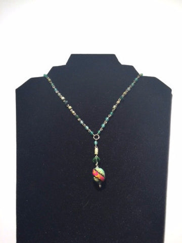 Necklace green and silver